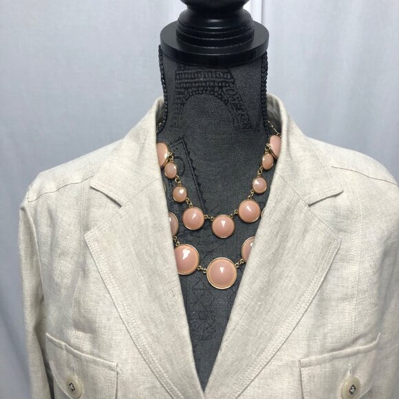 Studio Works Jacket Womens Size Medium Light Tan Linen Lined Safari Office - Picture 2 of 7